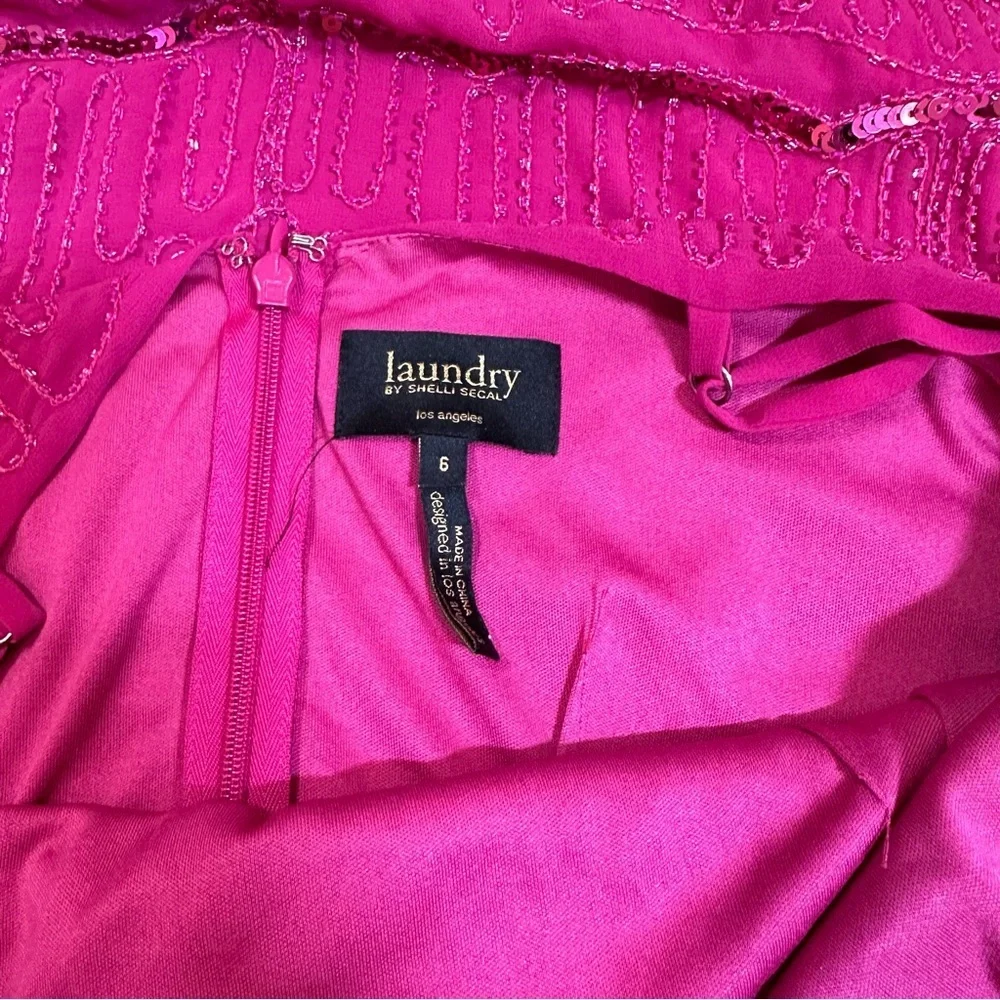 Laundry by Shelli‎ Segal Hot Pink Sequin Beaded Mini Dress • Size 6 Homecoming - Picture 11 of 13